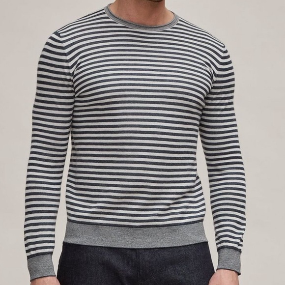 Giorgio Armani cashmere sweater(striped navy blue) - Picture 1 of 3